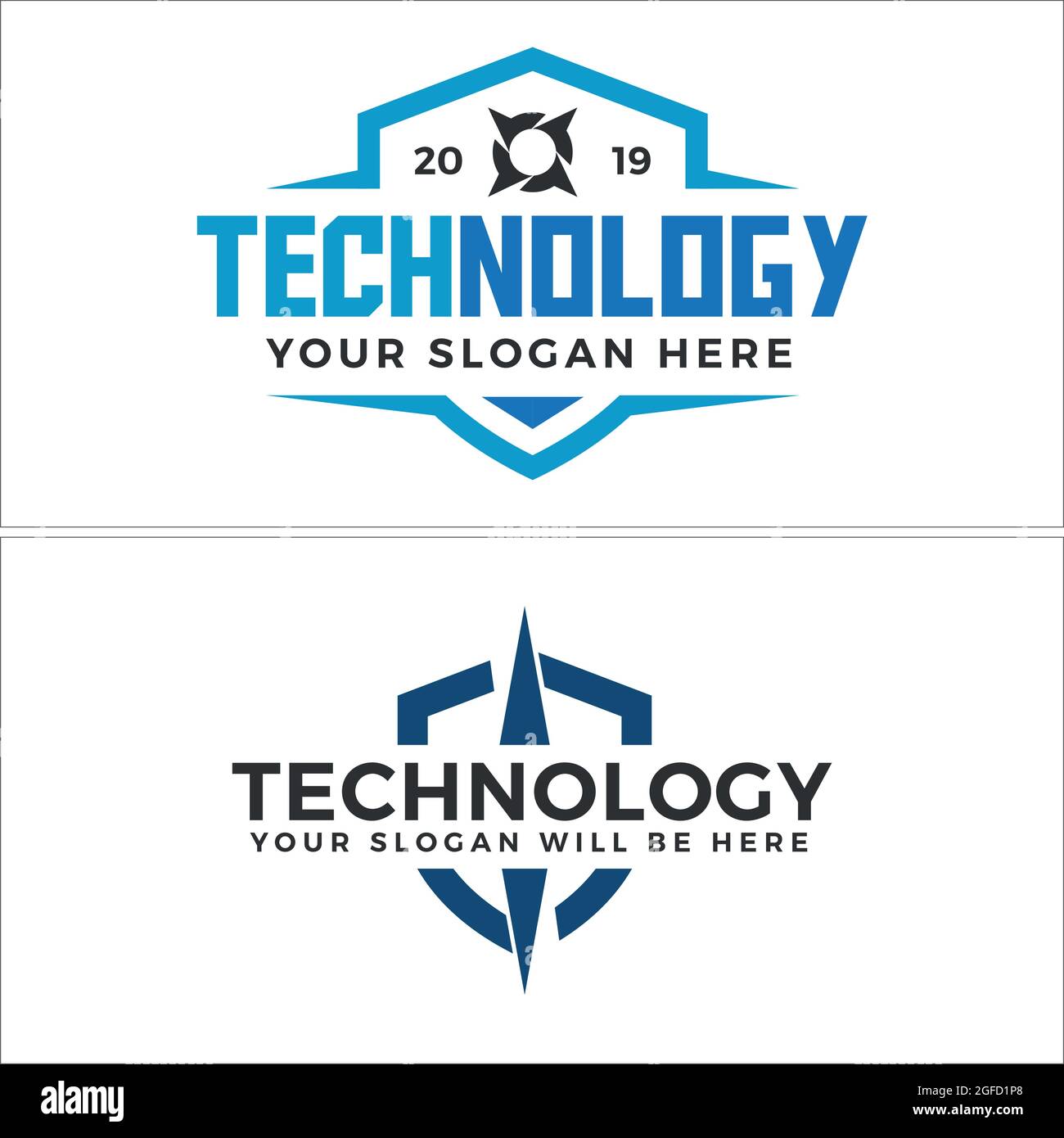 Logo de compas icône de badge bleu Illustration de Vecteur