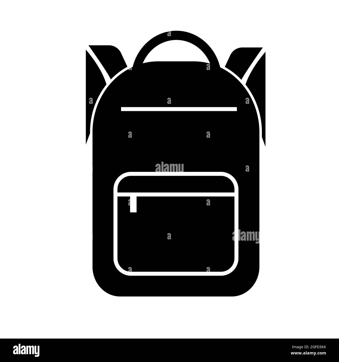 Icône sac à dos sur fond blanc. Affiche de sac d'école. Symbole du sac à main. style plat. Banque D'Images