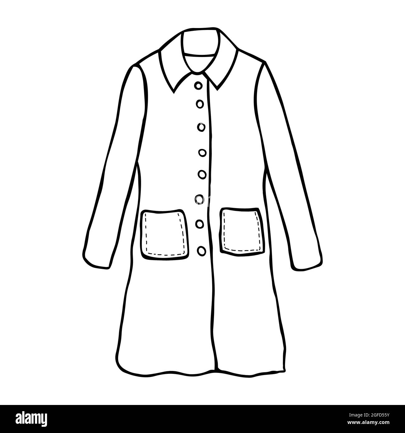 Illustration d'esquisse vectorielle. Manteau pour femme, dessin à plat  mode. Sur-couche pour dessin unisexe Image Vectorielle Stock - Alamy