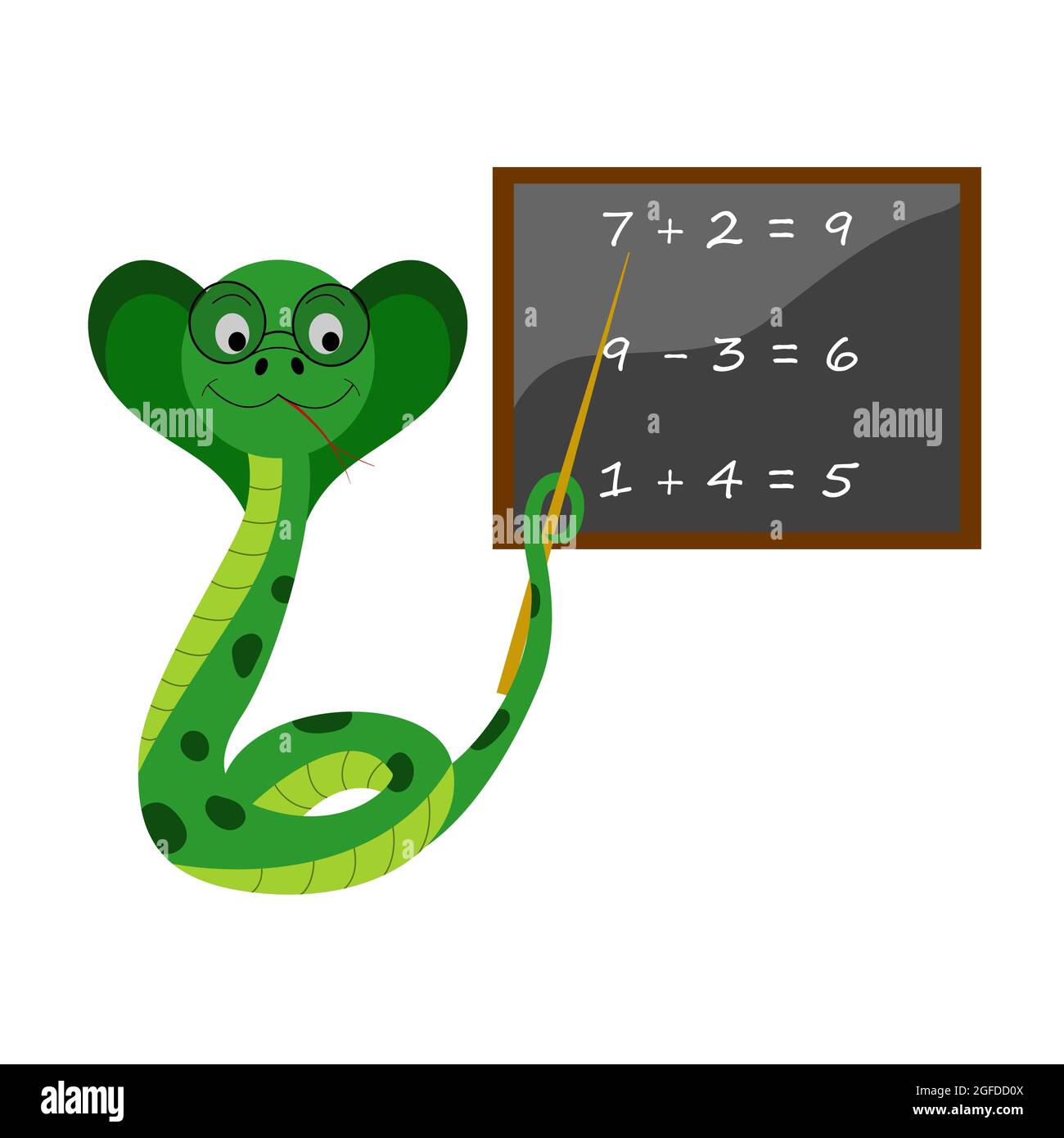 Illustration vectorielle pour les enfants, un serpent enseigne à l'école. Isolé sur fond blanc. Illustration de Vecteur