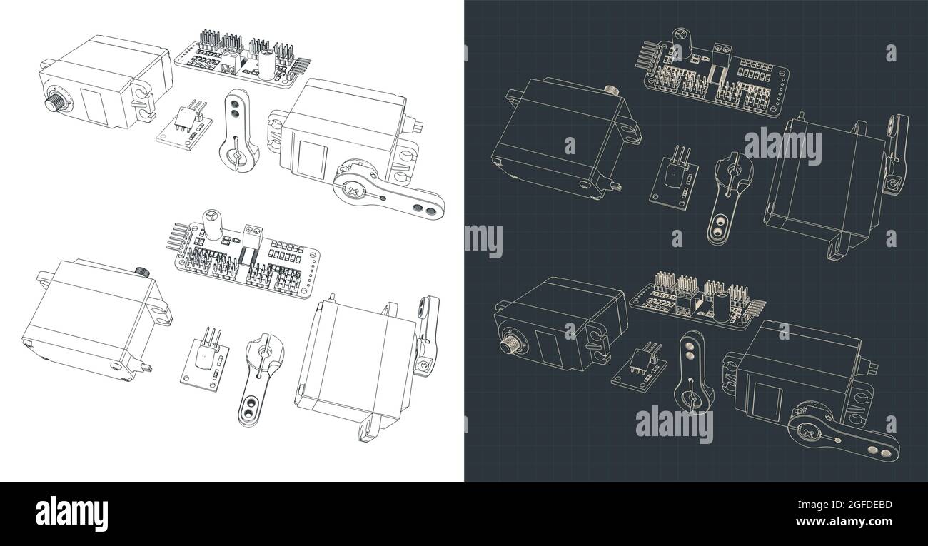 Illustration vectorielle stylisée de modèles de kit de servomoteur Illustration de Vecteur