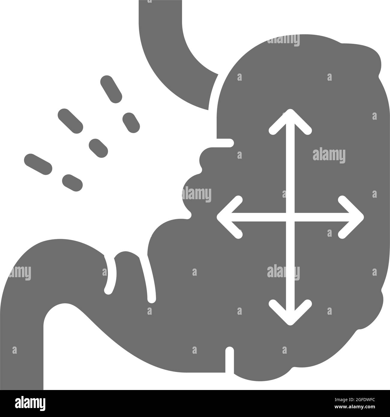 Vecteur estomac distendu, distension abdominale icône grise. Illustration de Vecteur