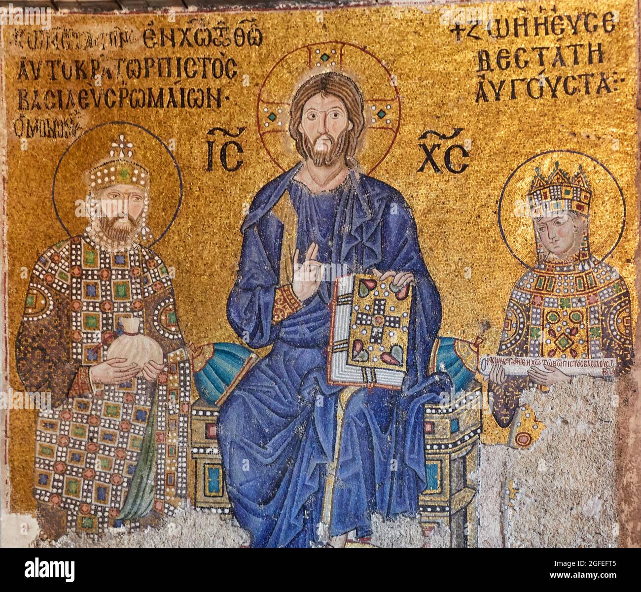 Le Christ Pantocrator entre l'empereur Constantin IX et Monomachus l'Empress Zoe Banque D'Images