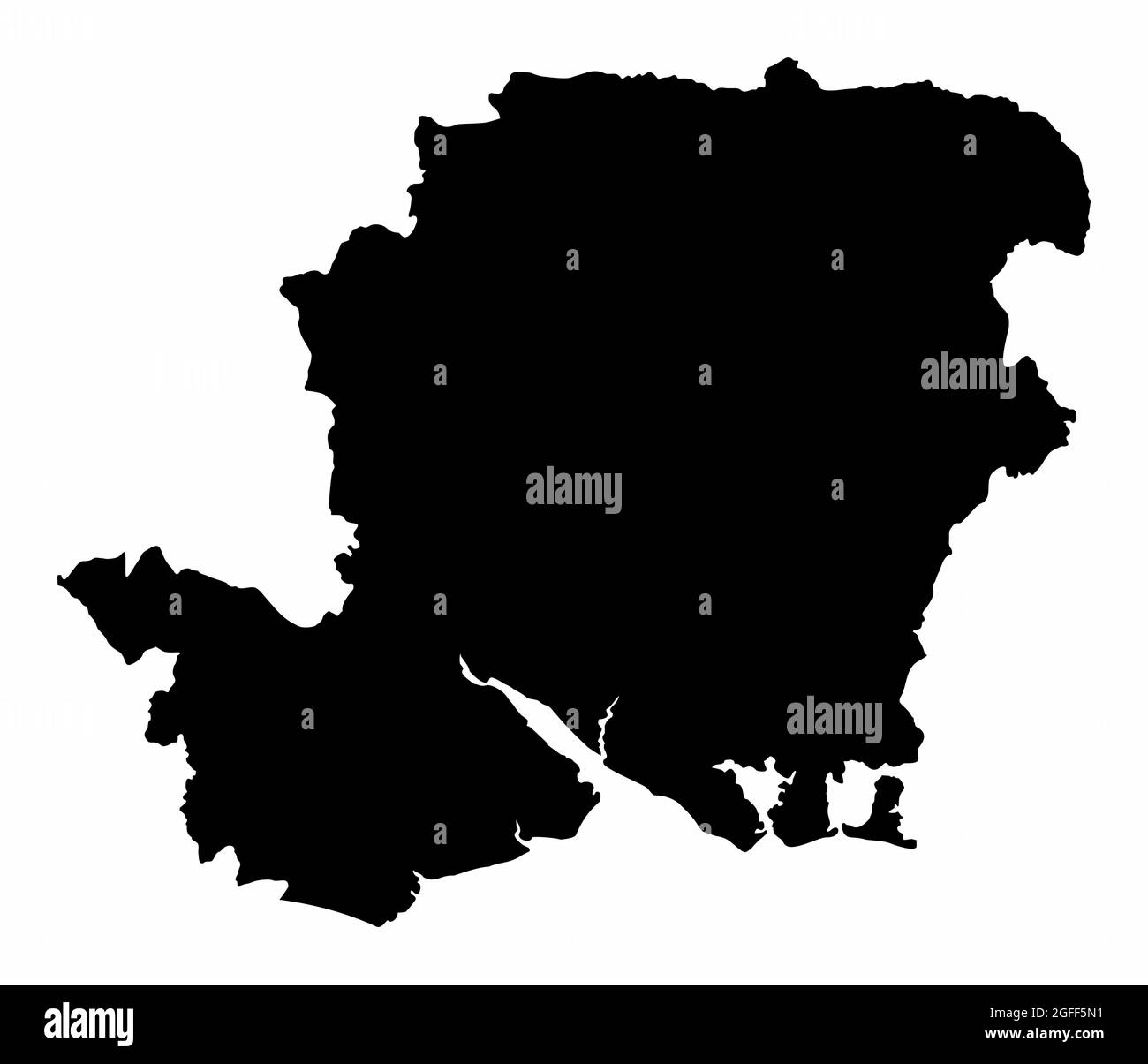 Carte de silhouette sombre du comté du Hampshire isolée sur fond blanc, Angleterre Illustration de Vecteur