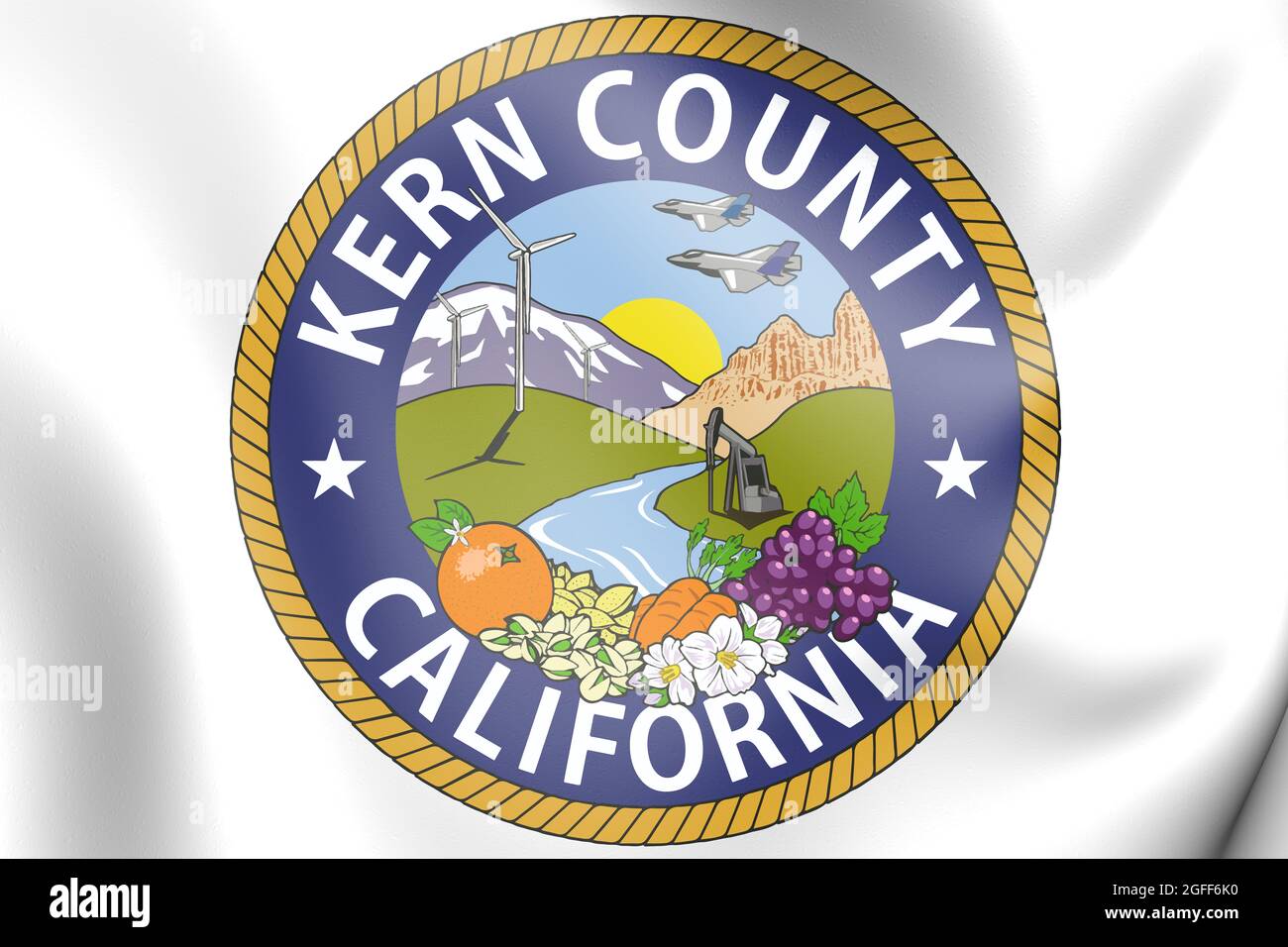 3D Seal of Kern County (État de Californie), États-Unis. Illustration 3D. Banque D'Images