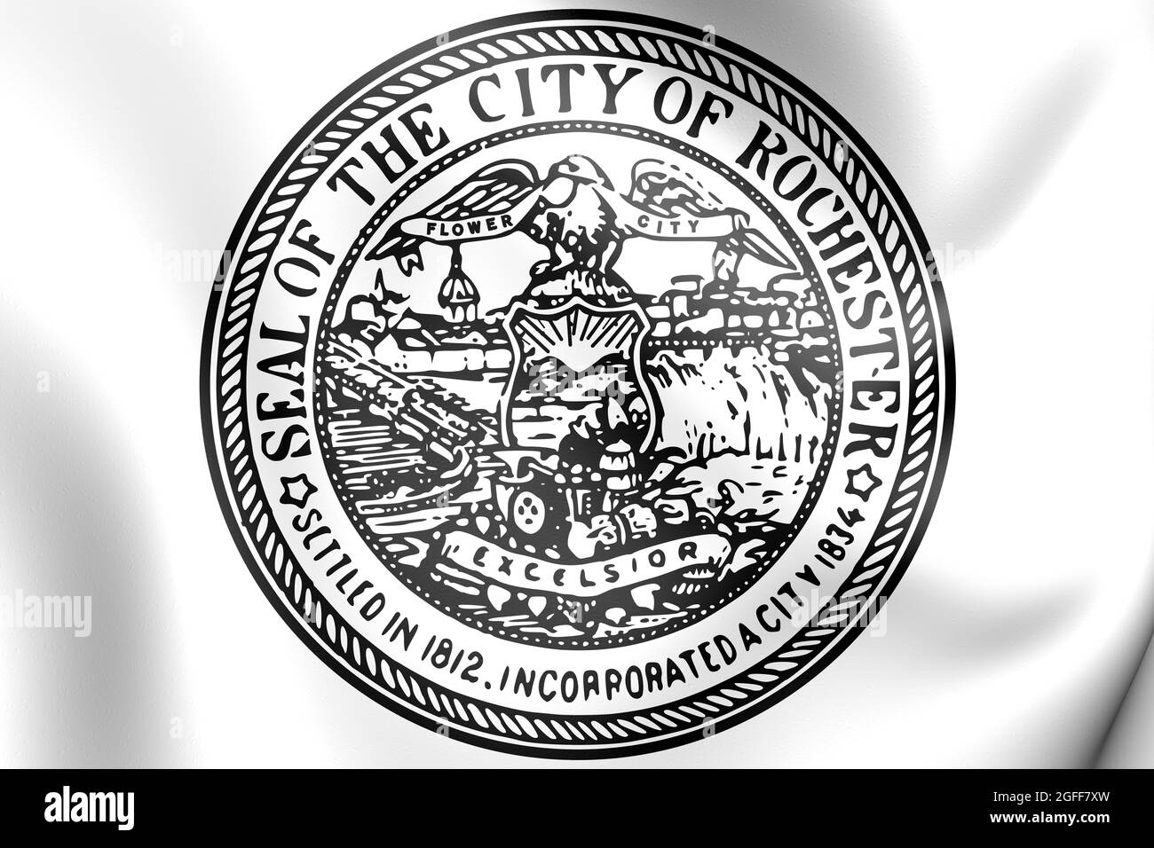 3D Seal of Rochester (État de New York), États-Unis. Illustration 3D. Banque D'Images