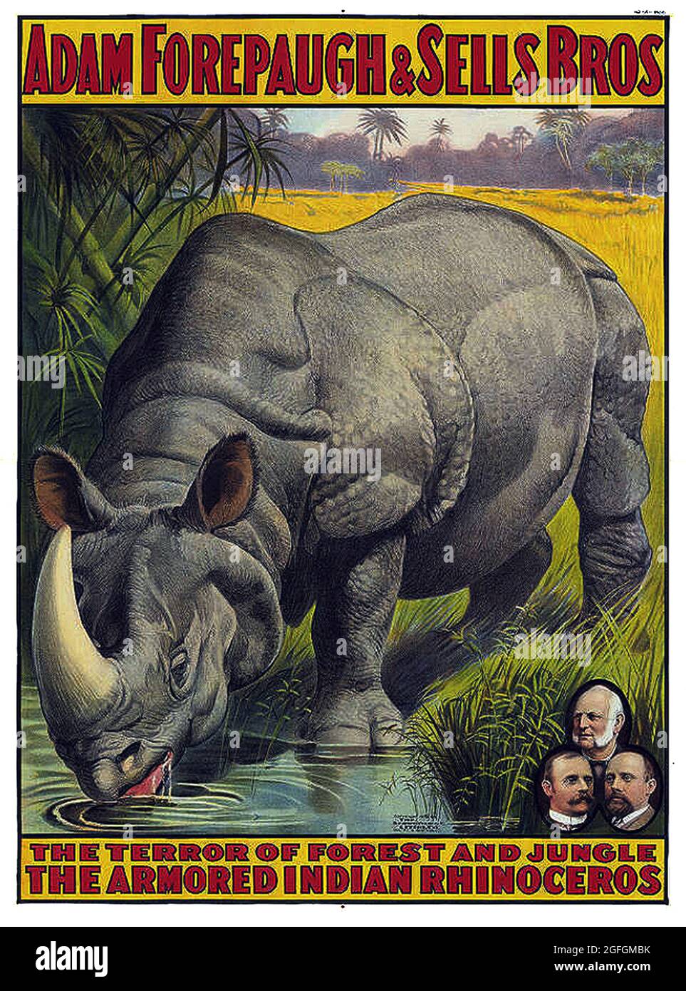 Cliquez sur l'affiche du cirque américain d'époque - 'Terror of the Forest'. Forepaugh & vend Bros. Énormes spectacles Unis. 1910s Banque D'Images