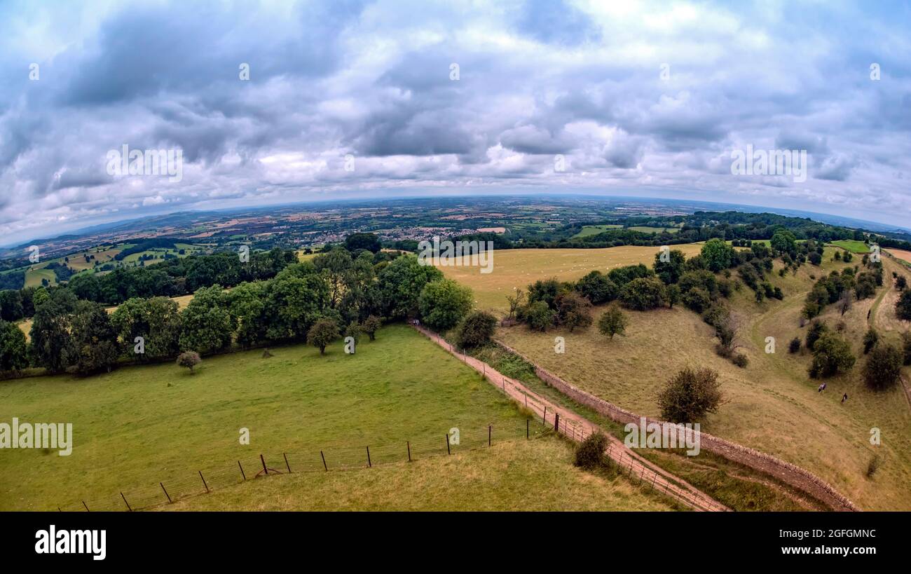 Vue depuis le sommet de Broadway Tower, Worcestershire, les Cotswolds Banque D'Images