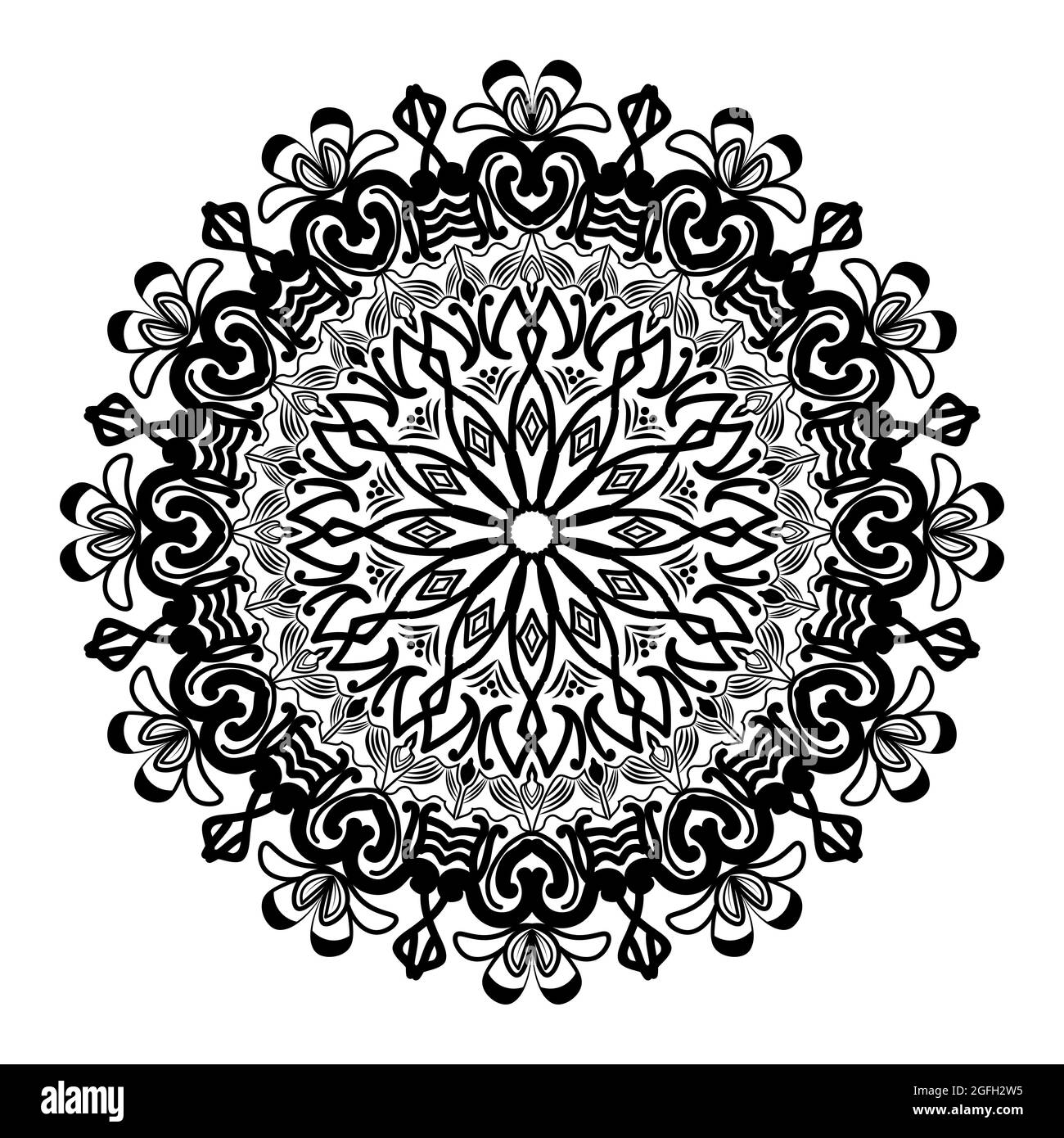 motif arabesque mandala de silhouette motif floral décoratif dessin façon mandala arabesque Illustration de Vecteur