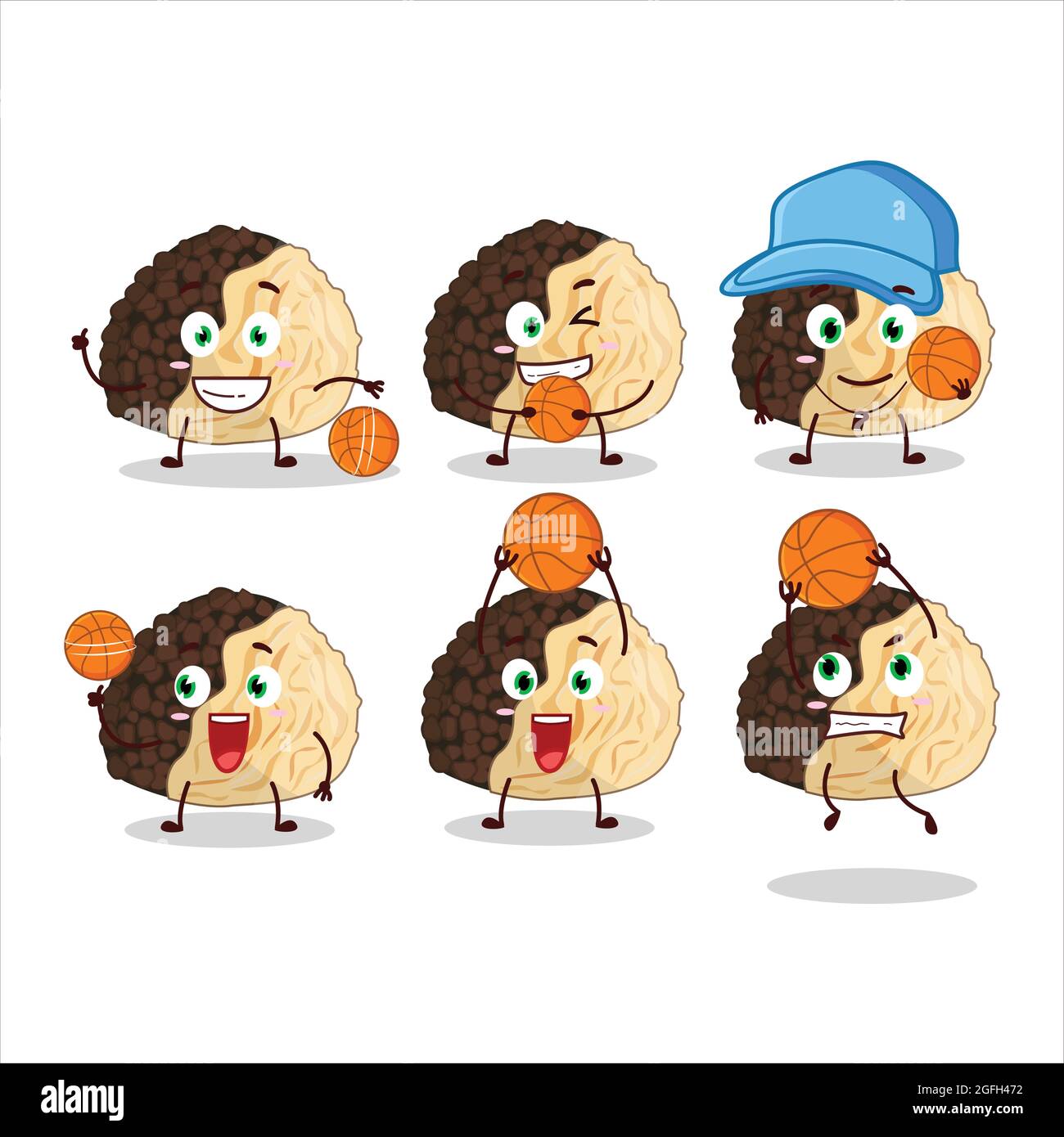 Personnage de dessin animé de truffe talentueux comme athlète de basket-ball. Illustration vectorielle Illustration de Vecteur