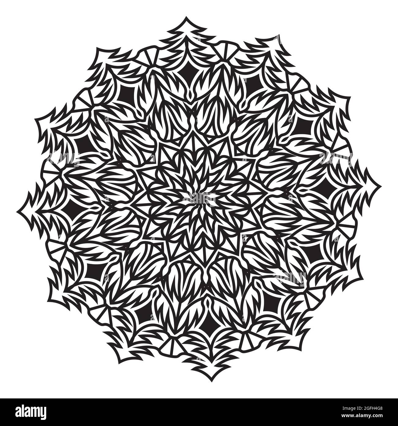 motif arabesque mandala de silhouette motif floral décoratif pour motif adultes musulmans Illustration de Vecteur