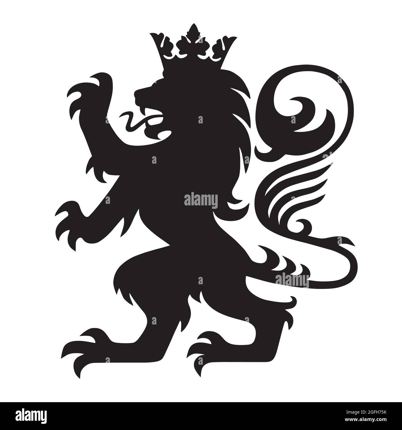 Heraldry Lion King avec logo Crown Mascot Vector Illustration de Vecteur