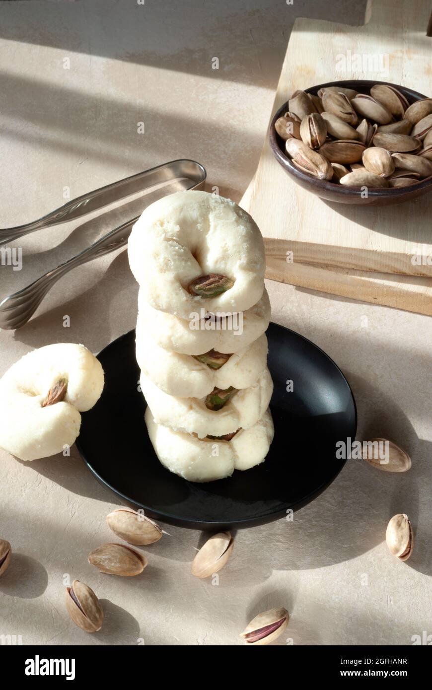 Biscuits à base de farine d'amande et de pistaches Banque D'Images