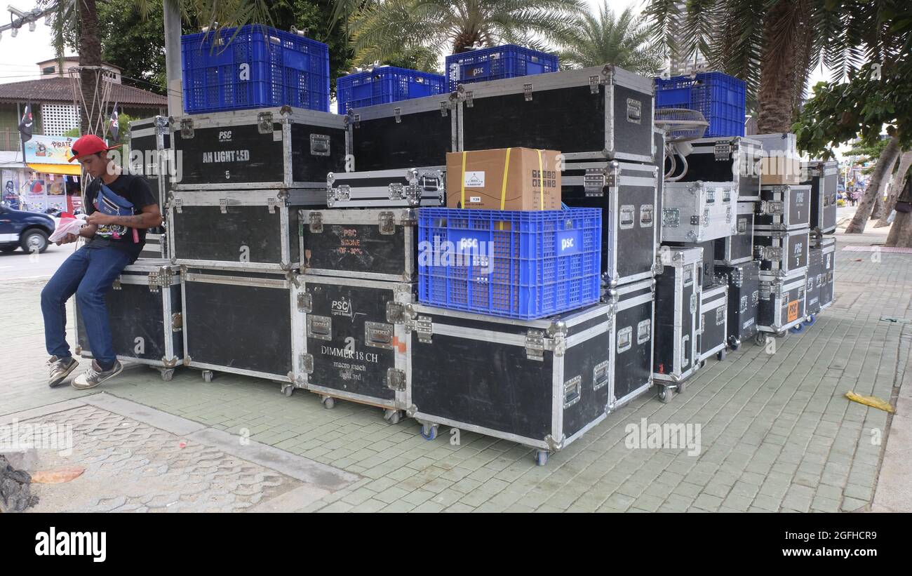 Construire la construction du Festival de musique de Pattaya Mai 2019 Beach Road Pattaya Thaïlande Banque D'Images