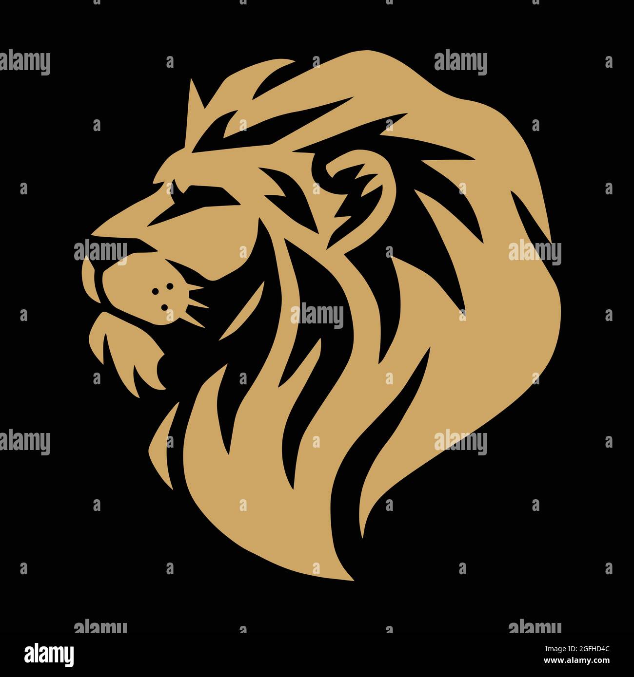 Modèle vectoriel du logo Lion Gold Illustration de Vecteur