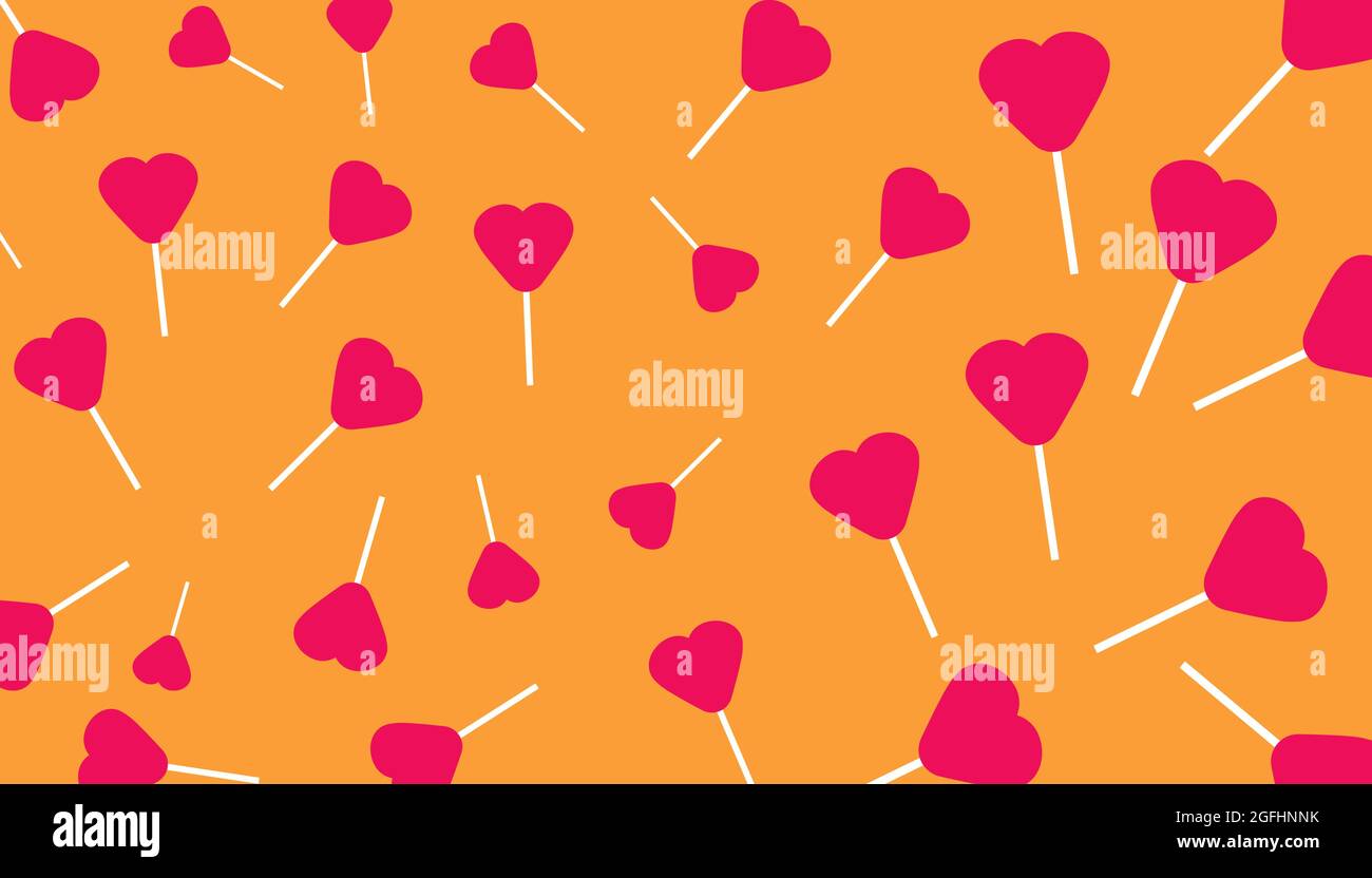 motif bonbon en forme d'amour sur fond orange Illustration de Vecteur