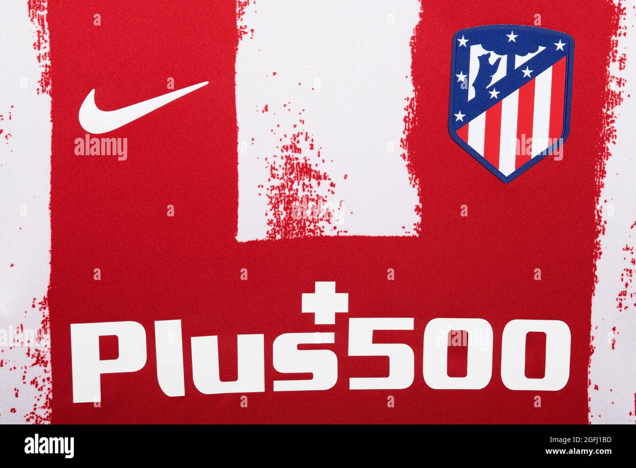 Gros plan du Club Atlético de Madrid kit 2020/21. Banque D'Images