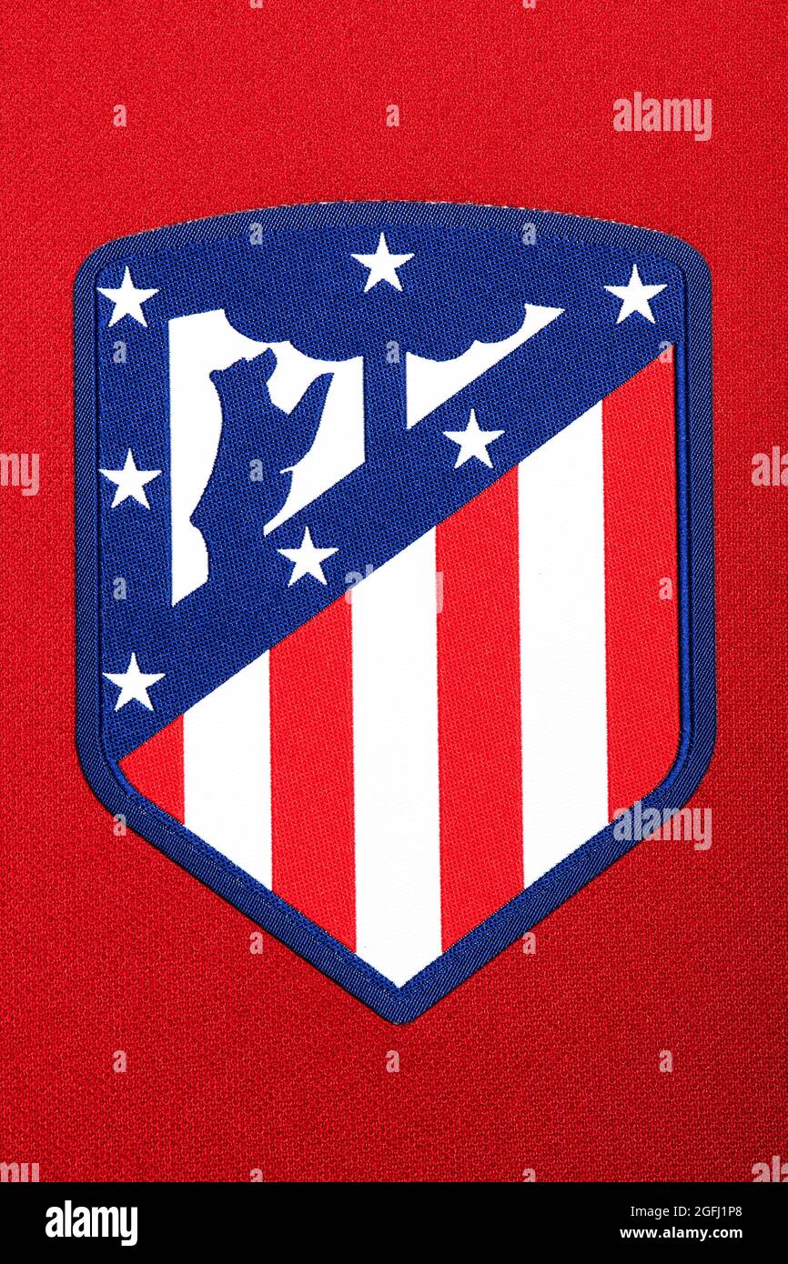 Gros plan du Club Atlético de Madrid kit 2020/21. Banque D'Images