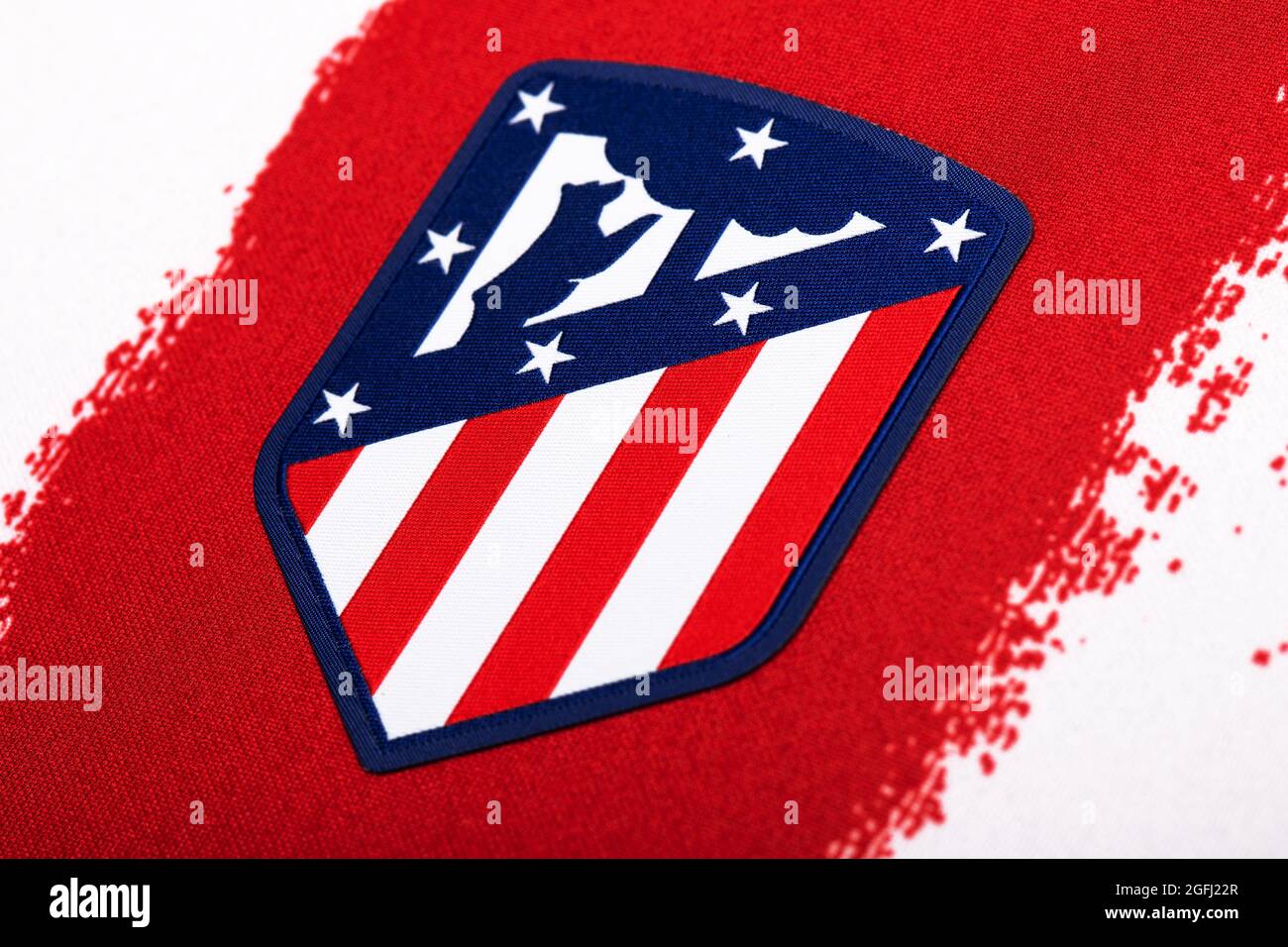 Gros plan du Club Atlético de Madrid kit 2020/21. Banque D'Images