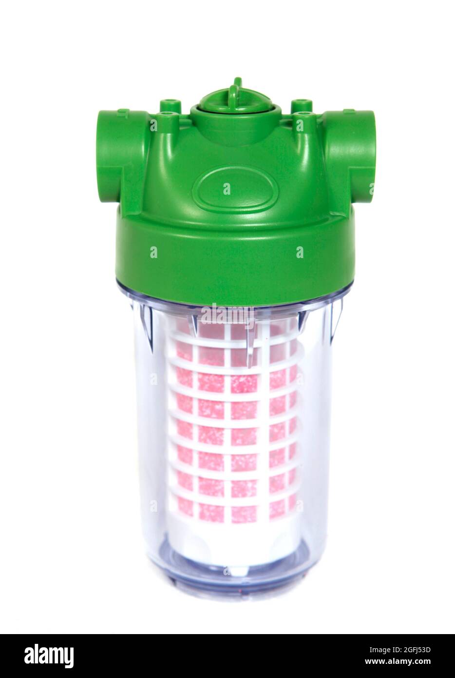 Filtre à eau potable sous évier avec raccords de tuyaux pour produire de l'eau propre isolée sur fond blanc. Banque D'Images