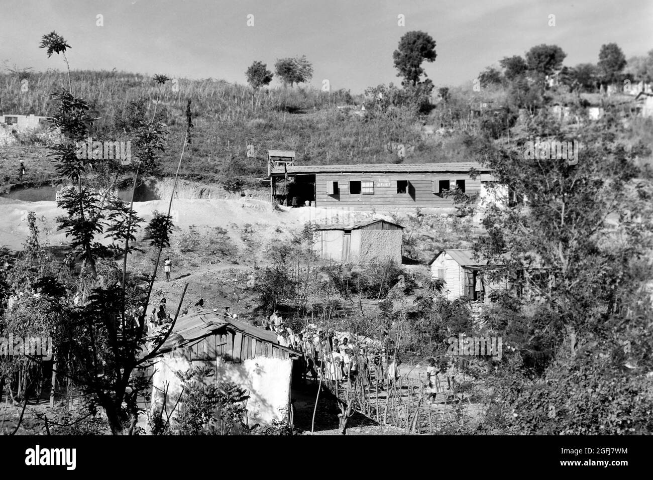 Schule Ste Marie außerhalb vom Port-au-Prince, Haïti, 1967. L'école de Ste Marie, en périphérie de Port-au-Prince, Haïti, 1967. Banque D'Images