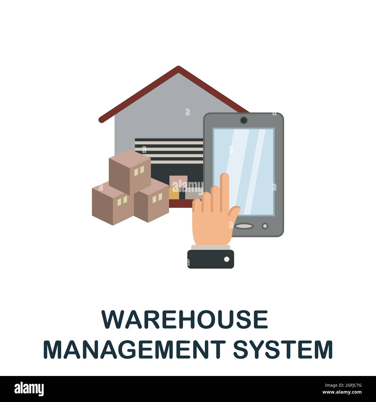Icône plate du système de gestion d'entrepôt. Panneau simple de la collection logistique. Illustration de l'icône Creative Warehouse Management System pour la conception Web Illustration de Vecteur