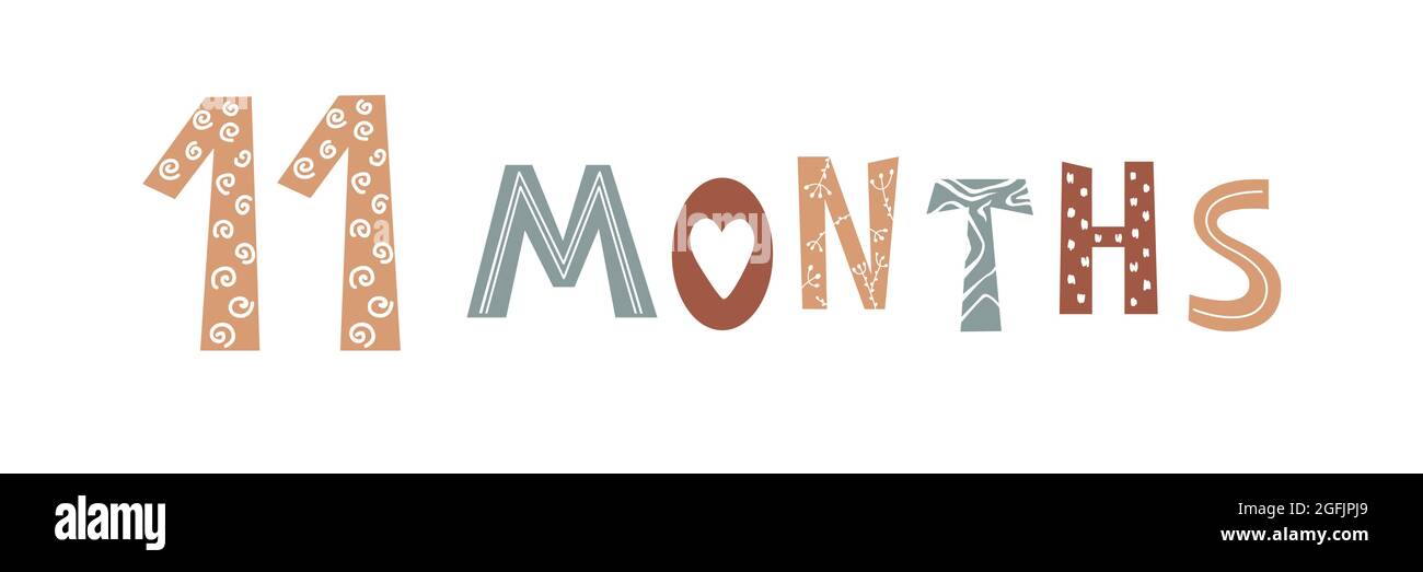 Lettrage Pour Bebe De 11 Mois De Style Scandinave Image Vectorielle Stock Alamy