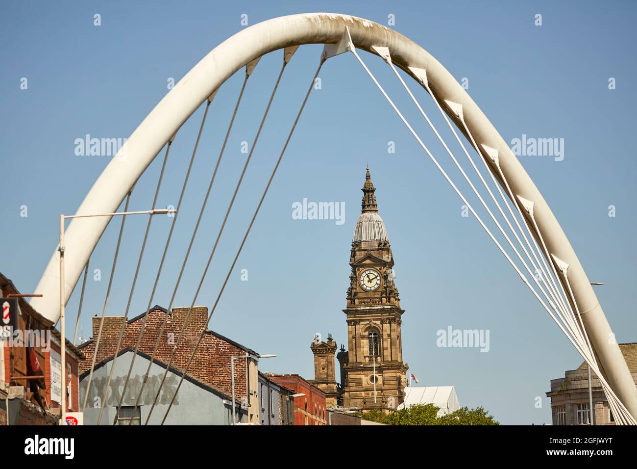 Centre-ville de Bolton, Lancashire, hôtel de ville de Bolton classé Grade II* par l'échangeur Arch Banque D'Images