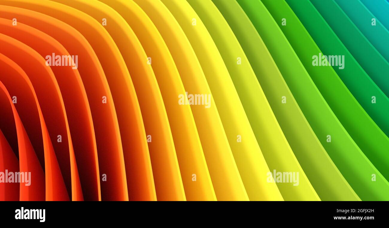 Feuilles de plastique colorées de différentes couleurs, motif de papier arc-en-ciel 3D Banque D'Images