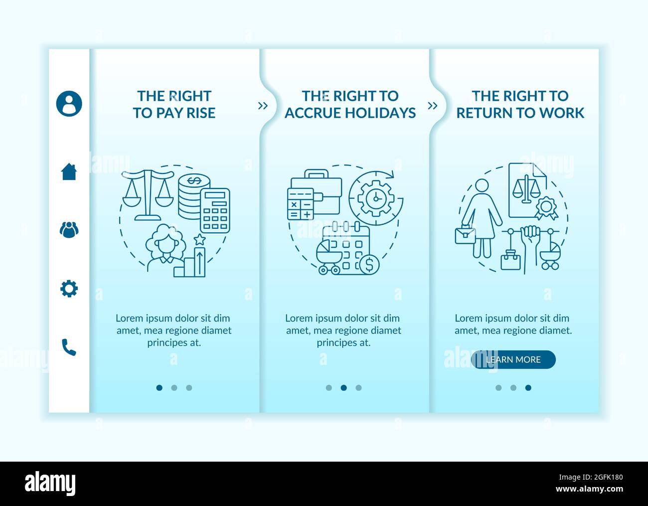 Modèle de scénario d'intégration des droits des travailleurs de congé de Matrenity Illustration de Vecteur