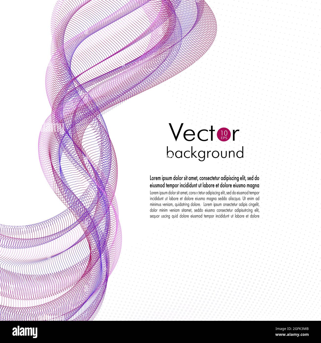 Vagues rouges, violettes, roses, bleues. Motif de dessin au trait abstrait. Courbes de flexion. Voile transparent. Arrière-plan blanc. Conception de brochure vectorielle. EPS10 Illustration de Vecteur