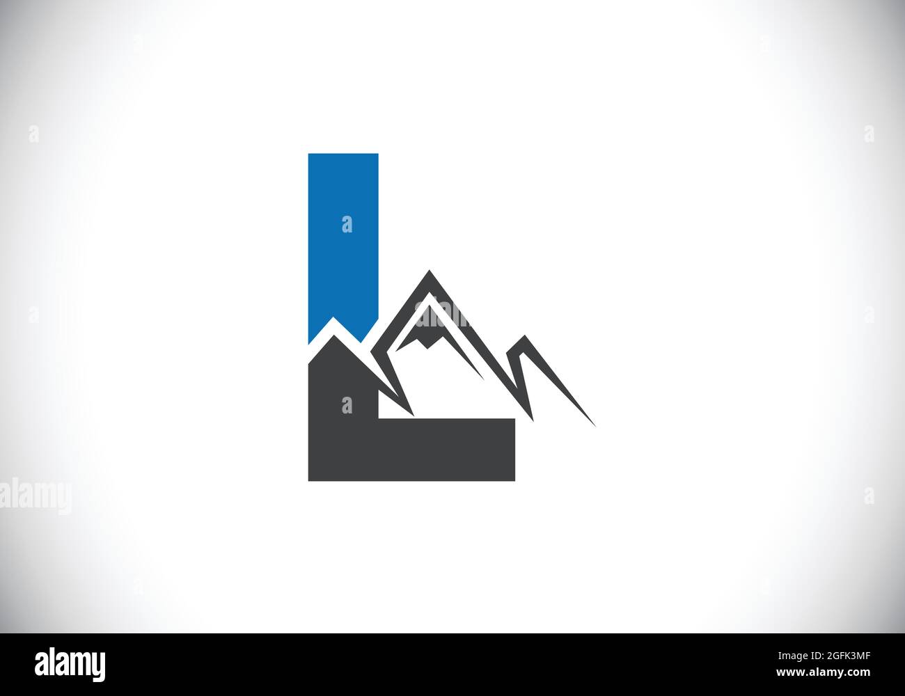Lettre L initiale du monogramme avec le pic de montagne. Symbole du logo Mountain. Emblème de police. Logo vectoriel moderne pour l'entreprise et identité de l'entreprise Illustration de Vecteur