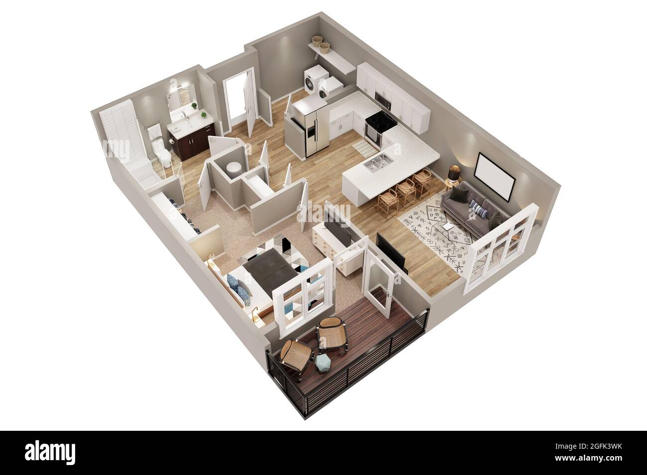 concept de plan d'étage 1bhk . Banque D'Images