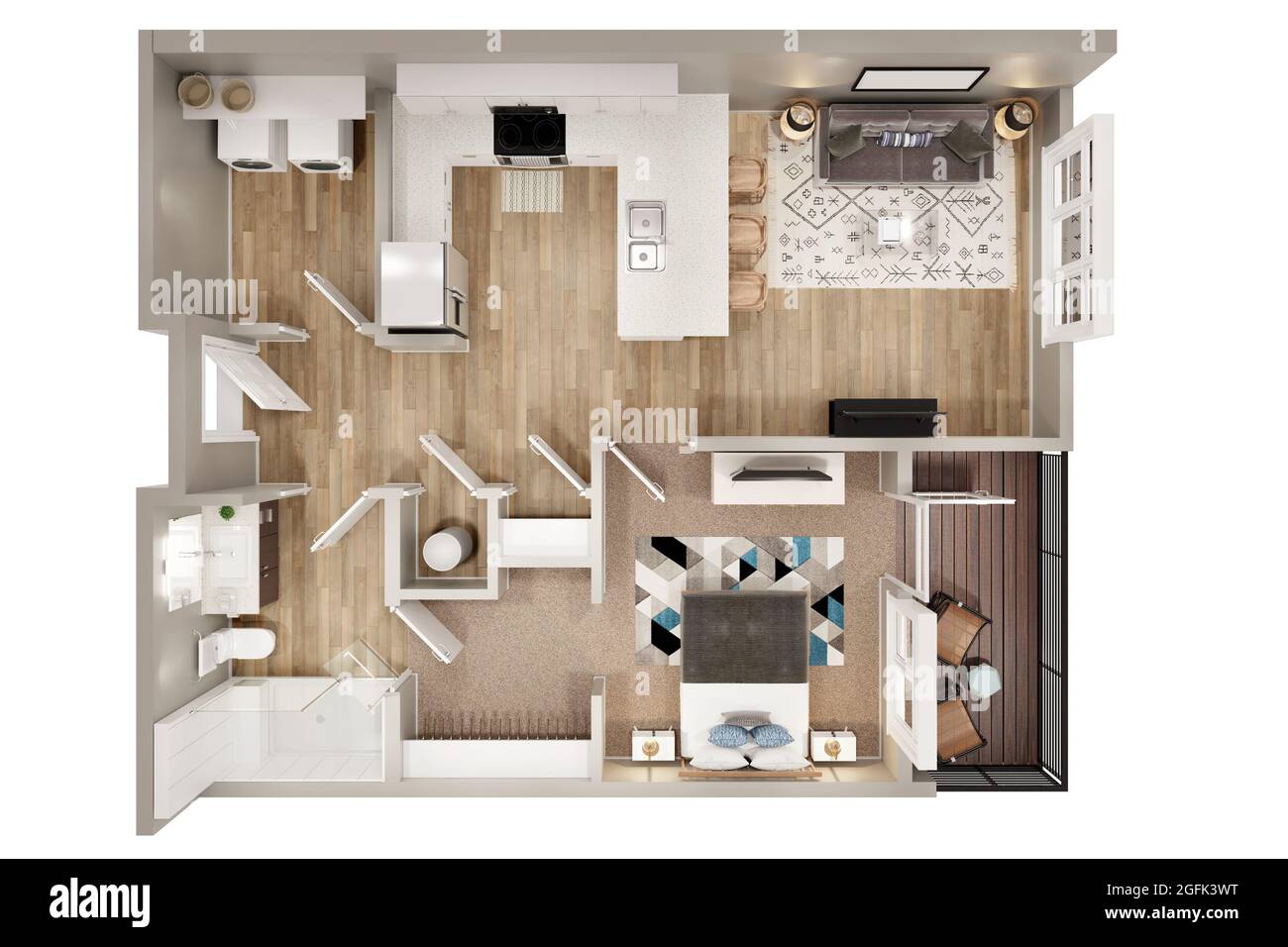concept de plan d'étage 1bhk . Banque D'Images