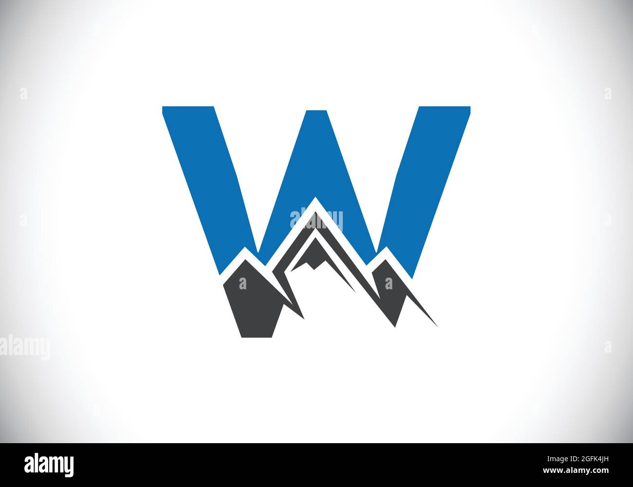 Lettre W du monogramme initial avec le pic de montagne. Symbole du logo Mountain. Emblème de police. Logo vectoriel moderne pour l'entreprise et identité de l'entreprise Illustration de Vecteur
