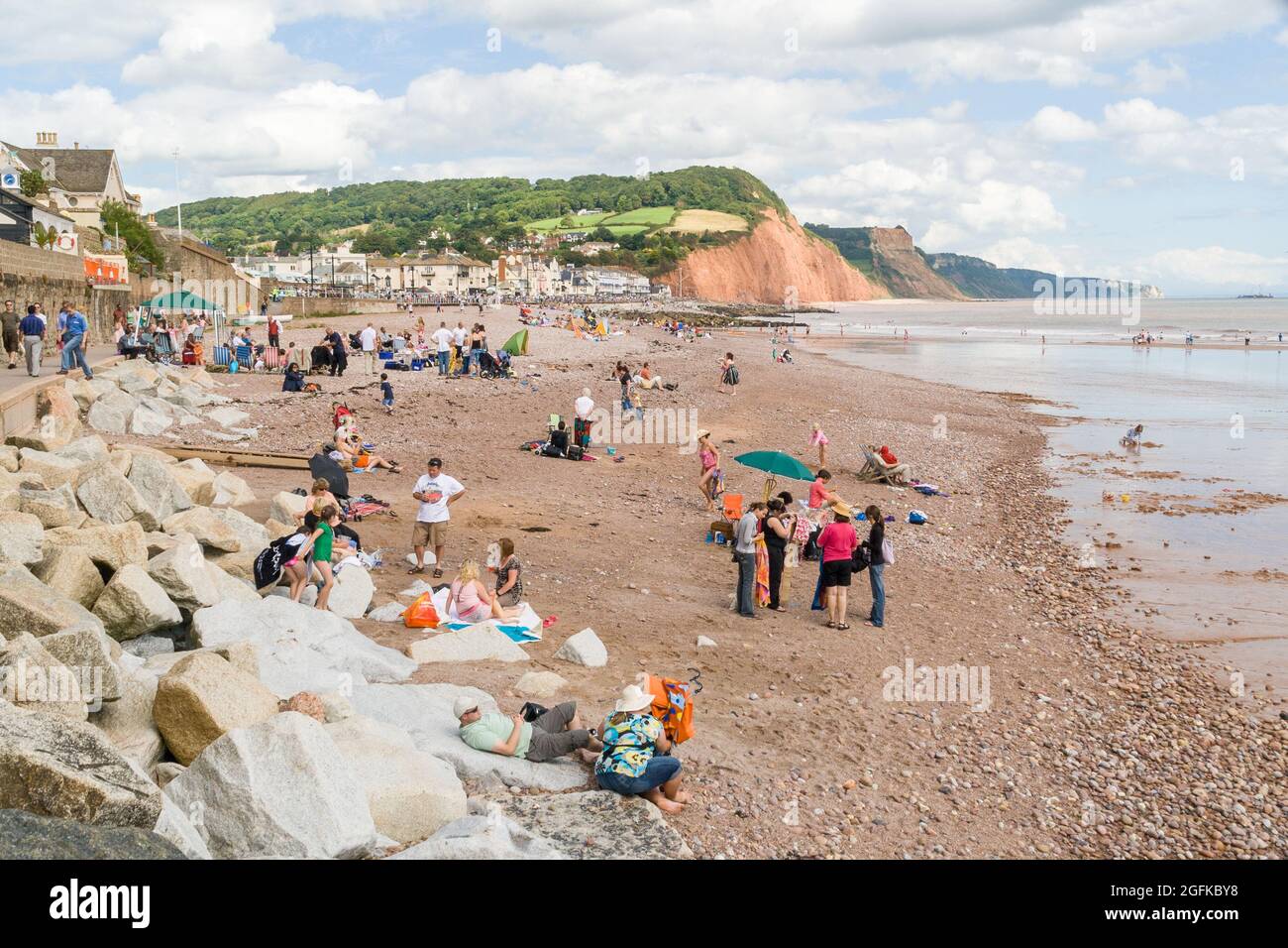 Sidmouth Beach en août 2008 Banque D'Images