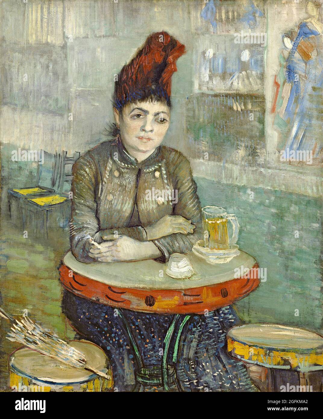 Vincent van Gogh – Agostina Segatori assis dans le café du Tambourin (1887-18888) célèbre tableau. Banque D'Images