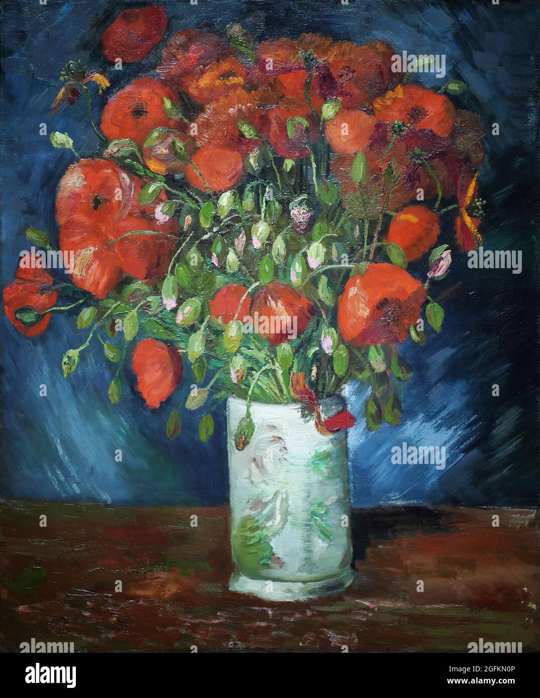 Vincent van Gogh – vase avec Poppies (1886) célèbre peinture. Banque D'Images