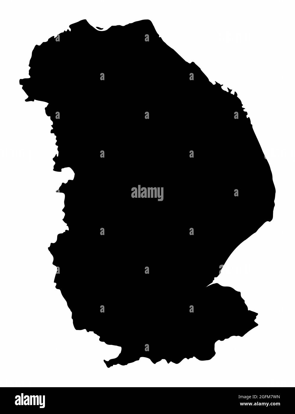 Carte de silhouette du comté de Lincolnshire isolée sur fond blanc, Angleterre Illustration de Vecteur