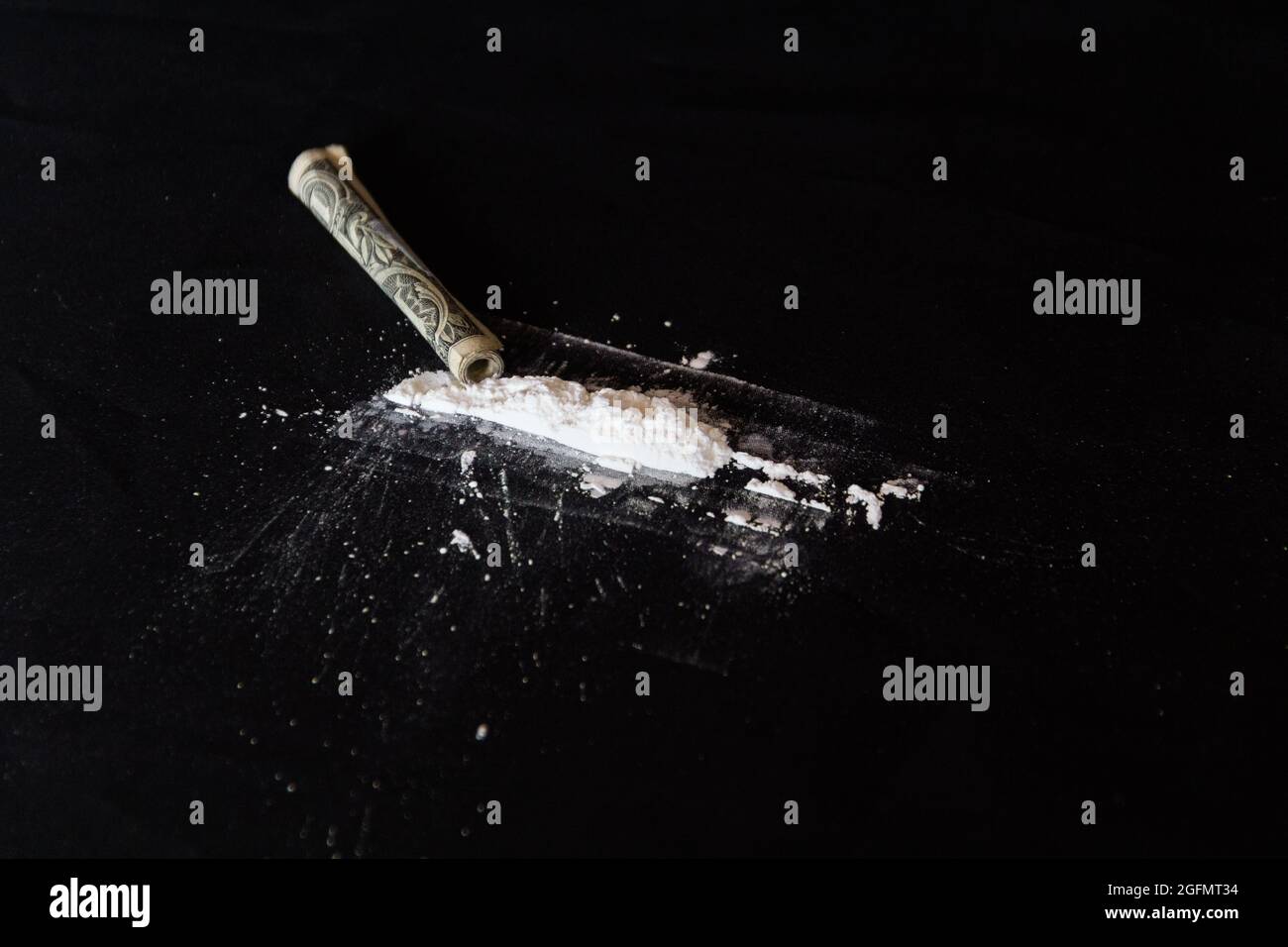 cocaïne et cent dollars Banque D'Images