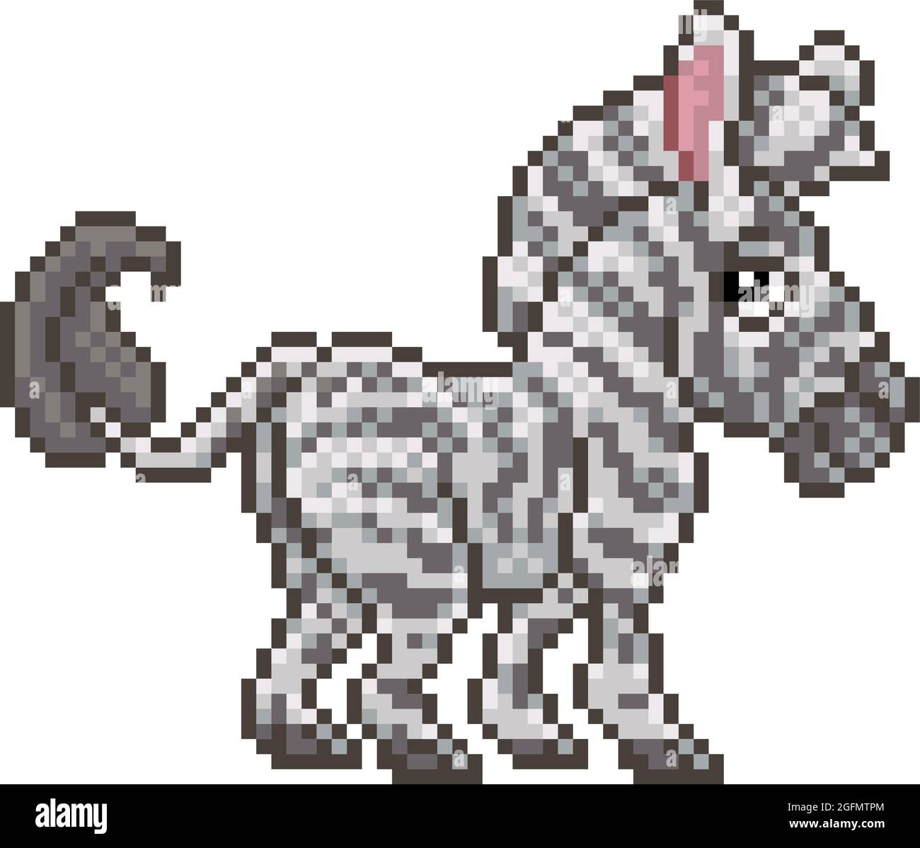 Dessin animé de jeu vidéo Zebra Pixel Art Safari Animal Illustration de Vecteur