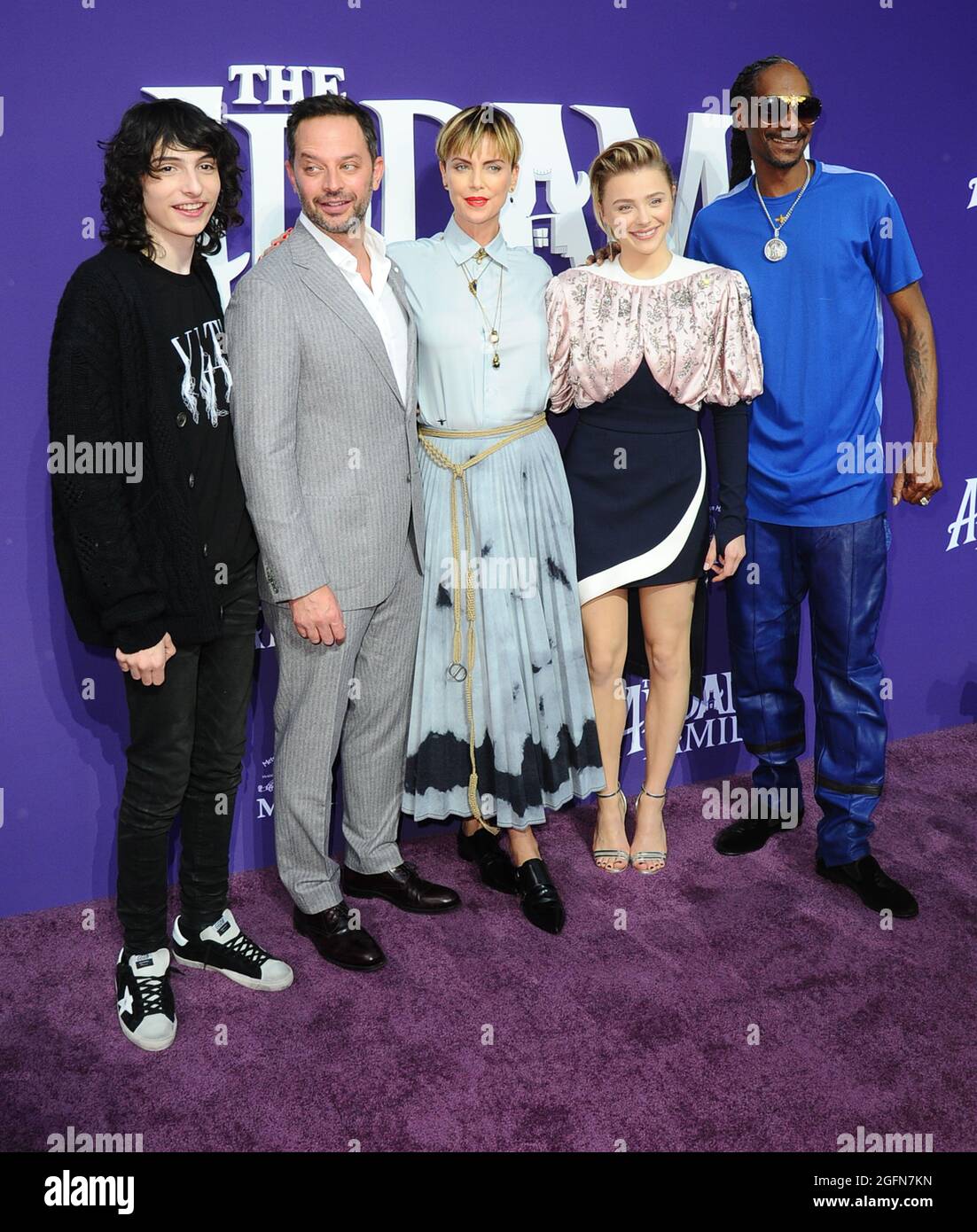 Century City - CA - 10/06/2019 The Addams Family Los Angeles Premiere  -PICTURED: Finn WolfhardNick KrollCharlize TheronChloe Grace MoretzSnoop  Dogg Sara de Boer -SDL 9312 Startraks photo New York - NY Photo Stock -  Alamy