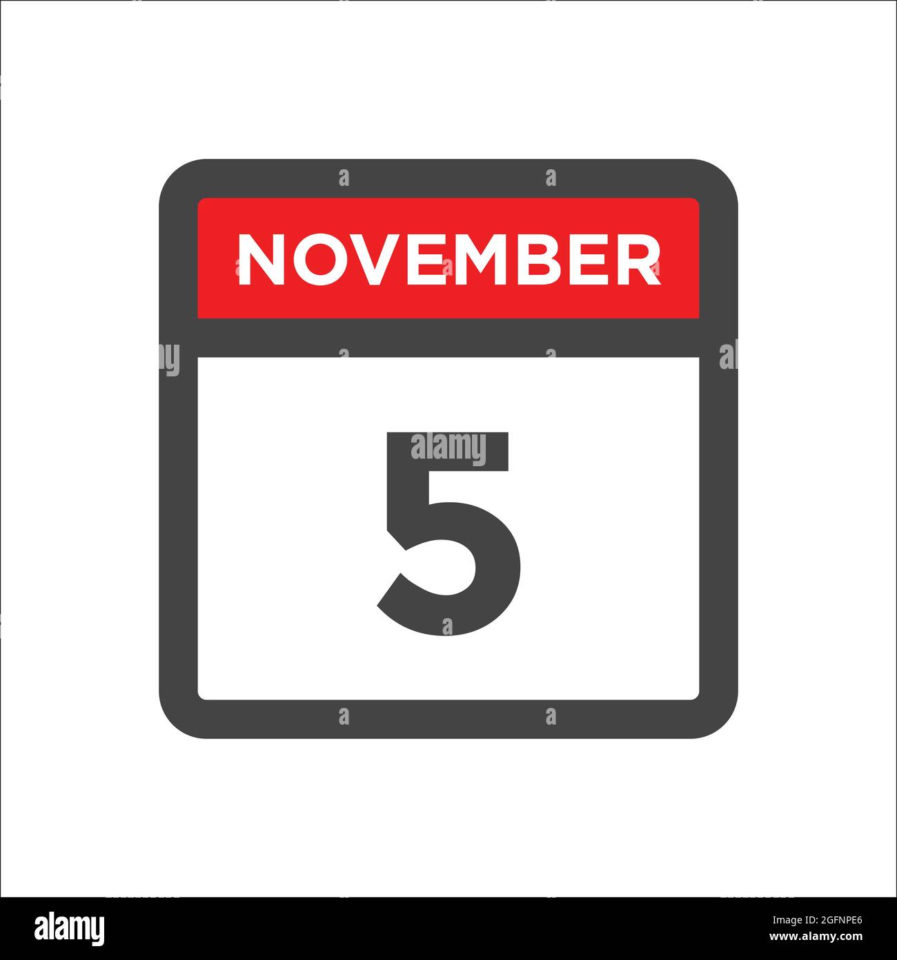 Icône du calendrier de novembre 5 avec jour du mois Image Vectorielle Stock  - Alamy