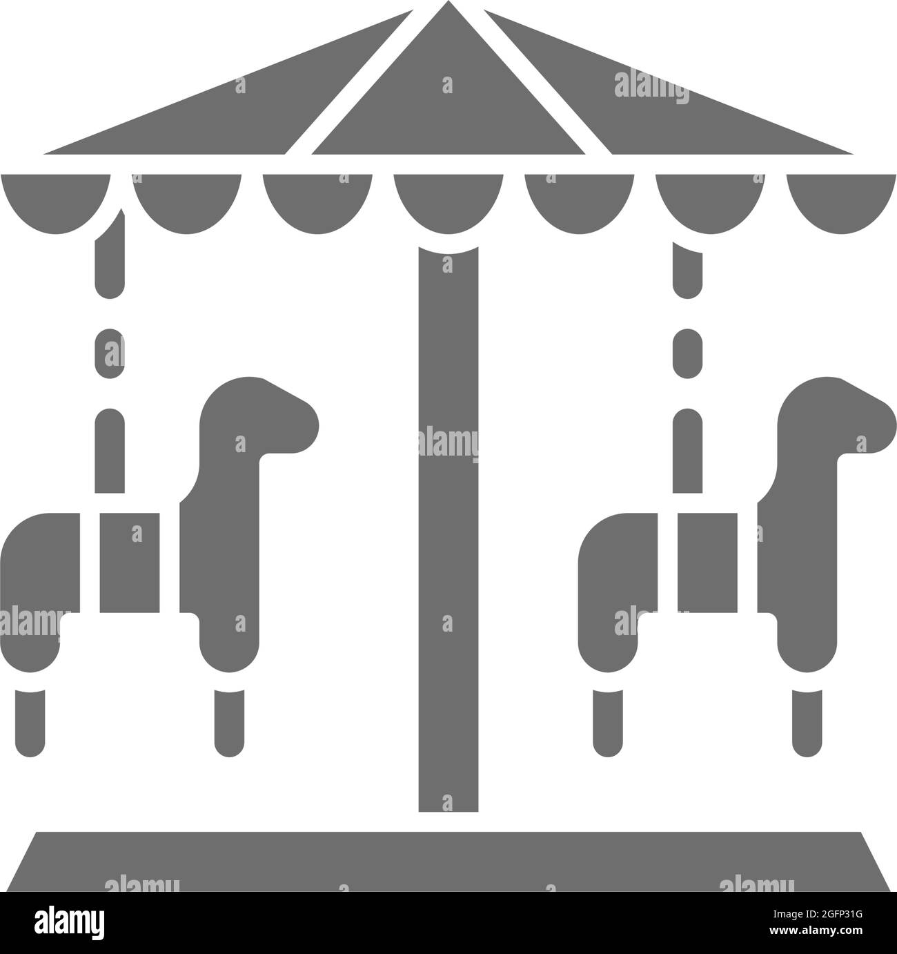 Manège traditionnel au rond-point, icône grise du parc d'attractions. Illustration de Vecteur