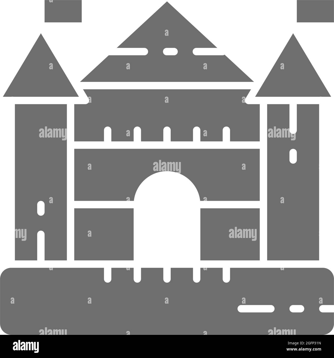 Château de Bouncy pour l'aire de jeux, complexe de divertissement pour enfants icône grise. Illustration de Vecteur