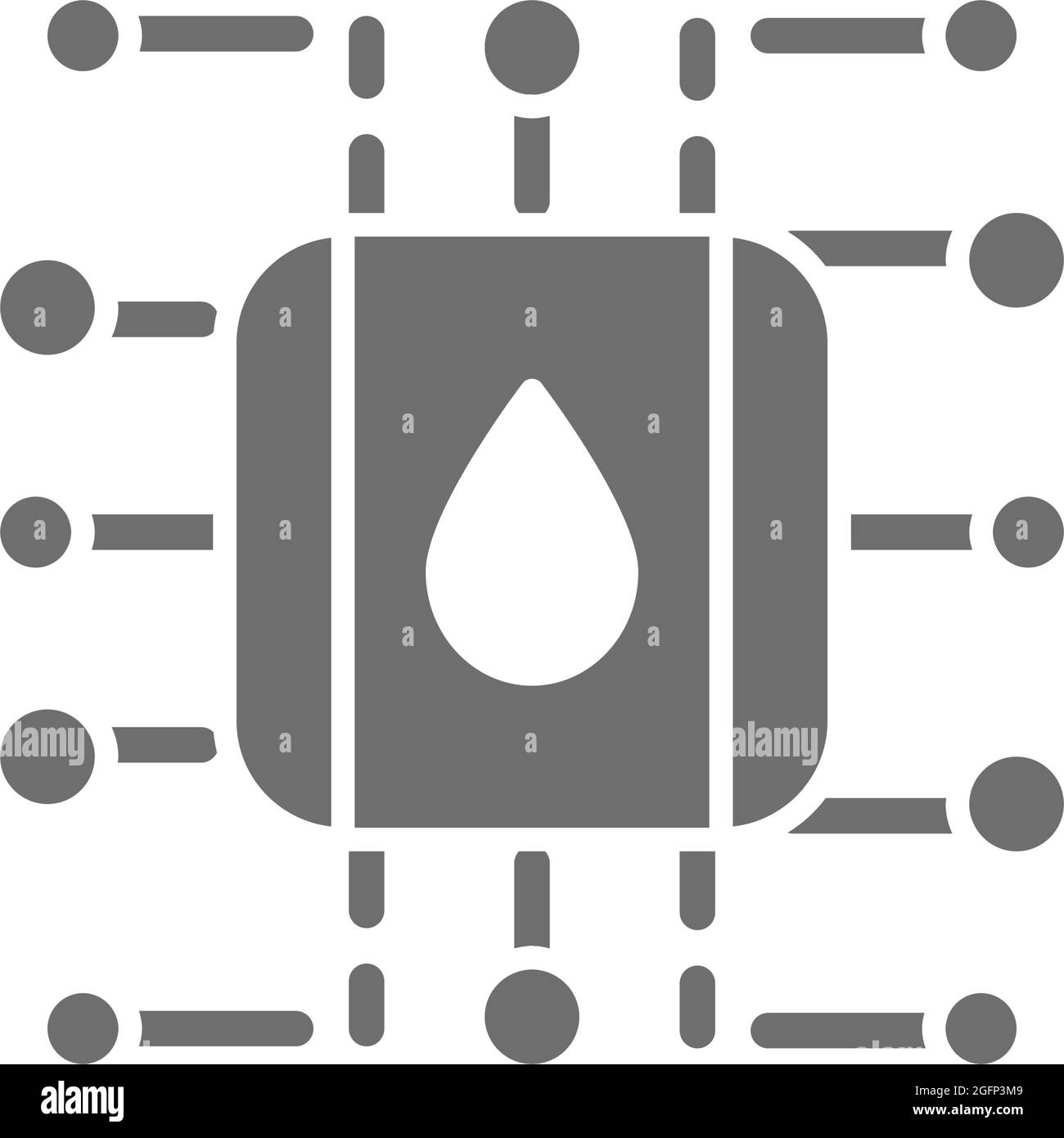 Système d'alimentation et de purification d'eau, schéma de système de filtre intelligent, icône grise. Illustration de Vecteur