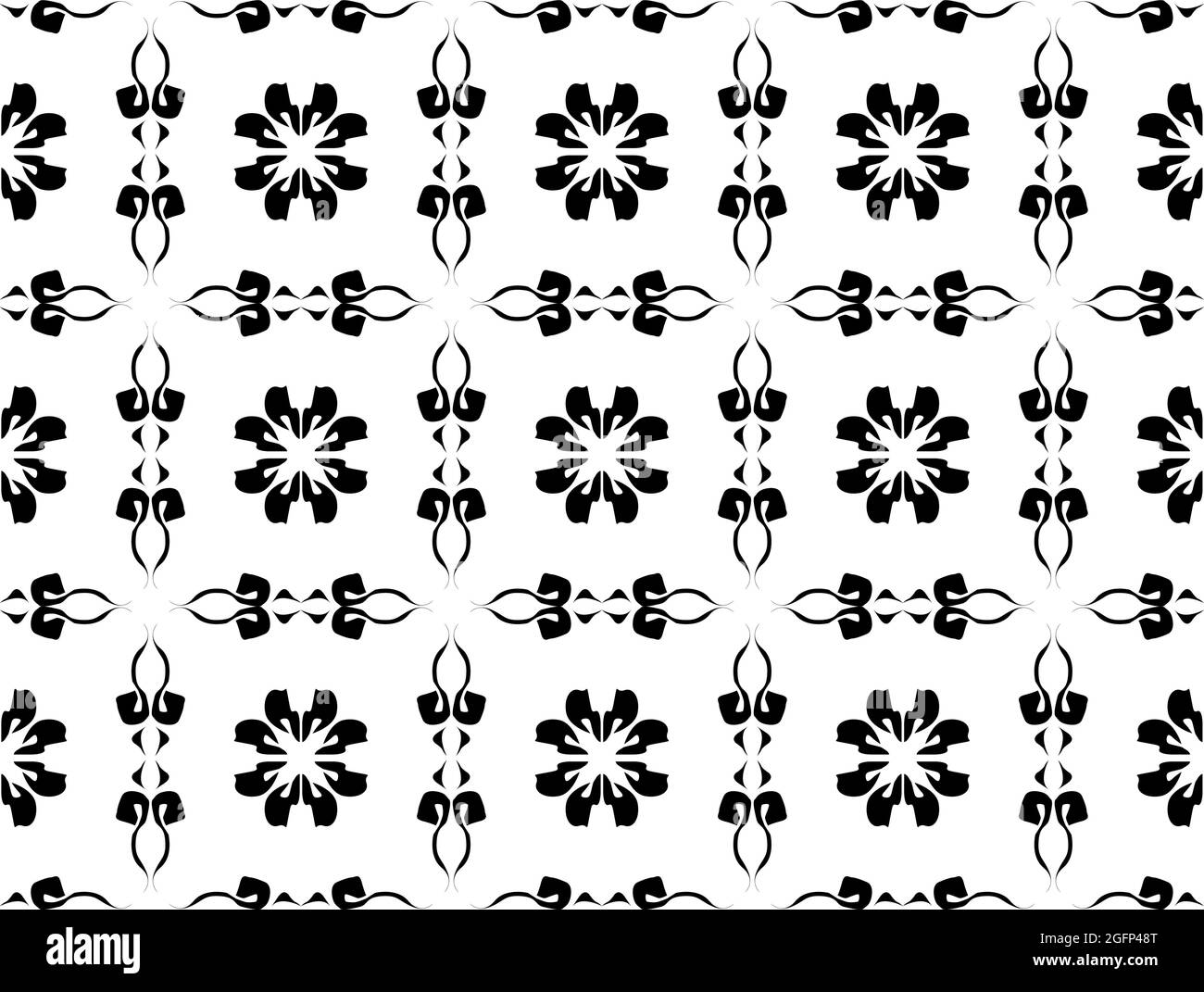 motif floral noir et blanc sans couture - illustration vectorielle Illustration de Vecteur