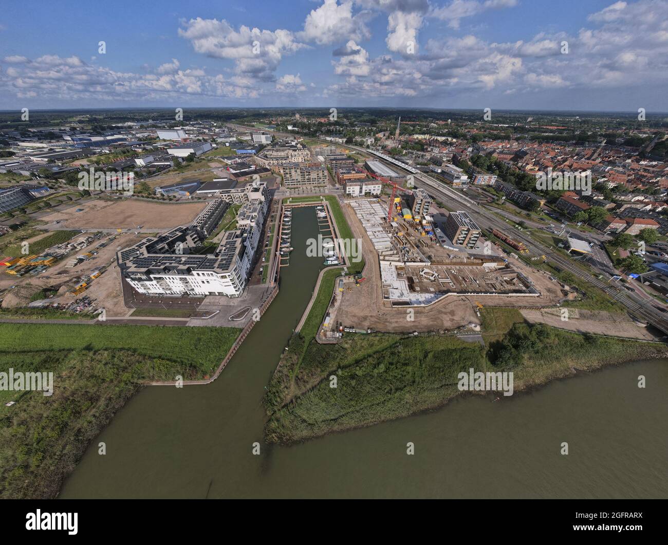 Antenne de nouveaux logements urbains projet Kade Zuid dans le quartier résidentiel de Noorderhaven Banque D'Images