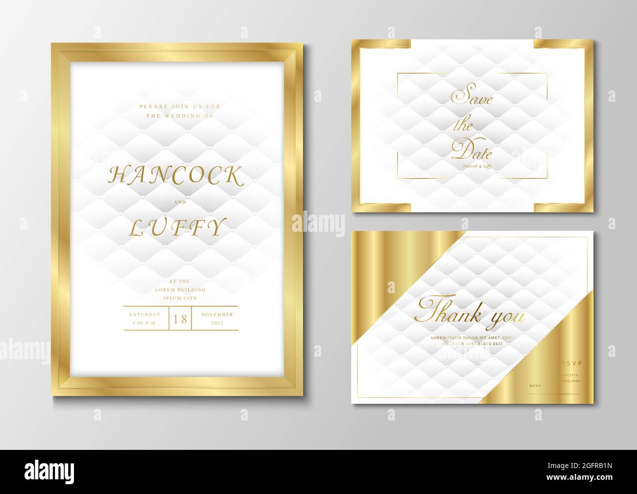 Modele Elegant De Carte D Invitation De Mariage Blanche De Qualite Superieure Fond De Luxe A Motif Geometrique Avec Cadre Dore Image Vectorielle Stock Alamy