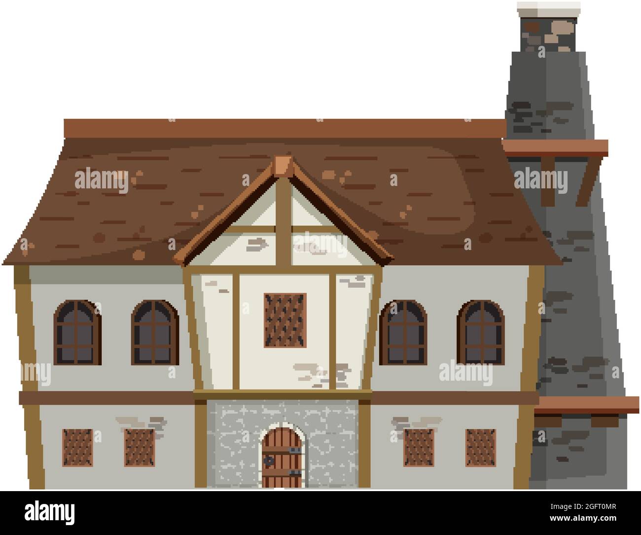 Ancien manoir médiéval sur fond blanc Illustration de Vecteur